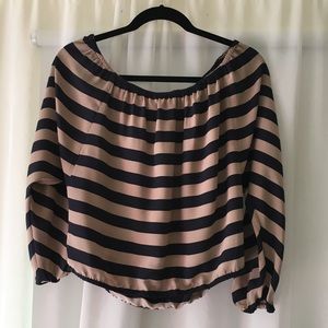 BCBG Maxazia Off the Shoulder Silk Blouse